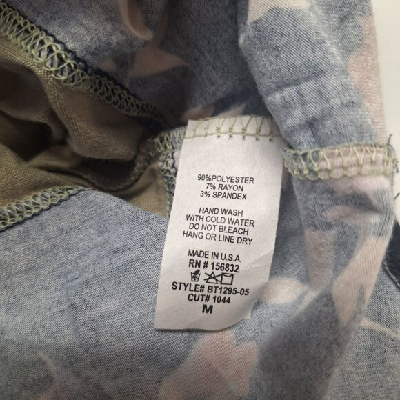 BiBi Long Sleeve Cowl Neck Shirt Lightweight Soft Green Floral Womens Medium - Picture 5 of 6